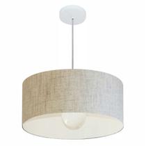 Lustre Pendente Cilíndrico 4052 Cúpula em Tecido 50x21cm Rustico Bege - Bivolt