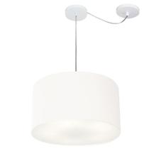 Lustre Pendente Cilíndrico Com Desvio Branco MJ-4163 Para Mesa de Jantar e Estar