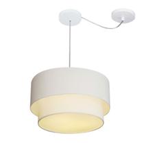 Lustre Pendente Cilíndrico Com Desvio Branco MJ-4364 Para Mesa de Jantar e Estar