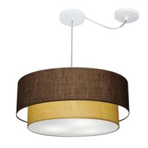 Lustre Pendente Cilíndrico Com Desvio Café e Palha MJ-4368 Para Mesa de Jantar e Estar