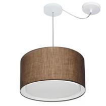 Lustre Pendente Cilíndrico Com Desvio Café MJ-4310 Para Mesa de Jantar e Estar