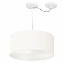 Lustre Pendente Cilíndrico Com Desvio De Centro Md-4147 Cúpula 50x25cm Branco - Bivolt