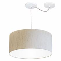 Lustre Pendente Cilíndrico Com Desvio De Centro Md-4147 Cúpula 50x25cm Linho Bege - Bivolt