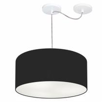 Lustre Pendente Cilíndrico Com Desvio De Centro Md-4147 Cúpula 50x25cm Preto - Bivolt