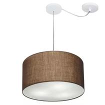 Lustre Pendente Cilíndrico Com Desvio De Centro Md-4163 Cúpula em Tecido 40x25cm Café - Bivolt Lustre Pendente Cilíndrico Com Desvio De Centro Md-4163 Cúpula em Tecido 40x25cm Café - Bivolt