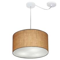 Lustre Pendente Cilíndrico Com Desvio De Centro Md-4163 Cúpula em Tecido 40x25cm Palha - Bivolt Lustre Pendente Cilíndrico Com Desvio De Centro Md-4163 Cúpula em Tecido 40x25cm Palha - Bivolt