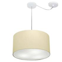 Lustre Pendente Cilíndrico Com Desvio De Centro Md-4166 Cúpula em Tecido 40x25cm Algodão Crú - Bivolt