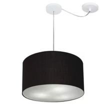 Lustre Pendente Cilíndrico Com Desvio De Centro Md-4166 Cúpula em Tecido 40x25cm Preto - Bivolt Lustre Pendente Cilíndrico Com Desvio De Centro Md-4166 Cúpula em Tecido 40x25cm Preto - Bivolt
