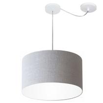 Lustre Pendente Cilíndrico Com Desvio De Centro Md-4166 Cúpula em Tecido 40x25cm Rustico Cinza - Bivolt