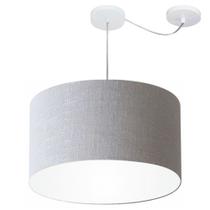 Lustre Pendente Cilíndrico Com Desvio De Centro Md-4168 Cúpula em Tecido 60x30cm Rustico Cinza - Bivolt