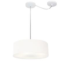 Lustre Pendente Cilíndrico Com Desvio De Centro Md-4255 Cúpula em Tecido 40x15cm Branco - Bivolt