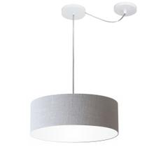 Lustre Pendente Cilíndrico Com Desvio De Centro Md-4255 Cúpula em Tecido 40x15cm Rustico Cinza - Bivolt