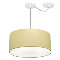 Lustre Pendente Cilíndrico Com Desvio de Centro Vivare Md-4147 Cúpula em Tecido 50x25cm - Bivolt