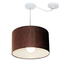 Lustre Pendente Cilíndrico Com Desvio de Centro Vivare Md-4226 Cúpula em Tecido 40x25cm - Bivolt