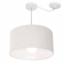 Lustre Pendente Cilíndrico Com Desvio de Centro Vivare Md-4231 Cúpula em Tecido 50x30cm - Bivolt