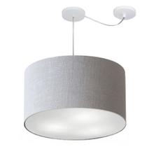 Lustre Pendente Cilíndrico Com Desvio de Centro Vivare Md-4239 Cúpula em Tecido 45x30cm - Bivolt