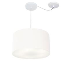 Lustre Pendente Cilíndrico Com Desvio de Centro Vivare Md-4256 Cúpula em Tecido 40x21cm - Bivolt