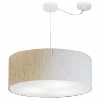 Lustre Pendente Cilíndrico Com Desvio de Centro Vivare Md-4266 Cúpula em Tecido 60x21cm - Bivolt