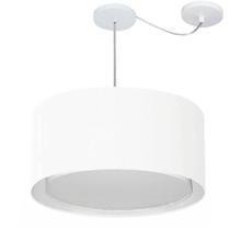 Lustre Pendente Cilíndrico Com Desvio de Centro Vivare Md-4308 Cúpula em Tecido 50x30cm - Bivolt