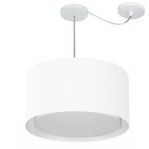 Lustre Pendente Cilíndrico Com Desvio de Centro Vivare Md-4313 Cúpula em Tecido 45x30cm - Bivolt