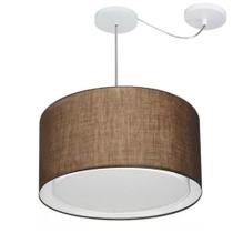 Lustre Pendente Cilíndrico Com Desvio de Centro Vivare Md-4313 Cúpula em Tecido 45x30cm - Bivolt