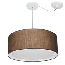 Lustre Pendente Cilíndrico Com Desvio de Centro Vivare Md-4314 Cúpula em Tecido 50x25cm - Bivolt