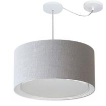 Lustre Pendente Cilíndrico Com Desvio de Centro Vivare Md-4315 Cúpula em Tecido 50x30cm - Bivolt