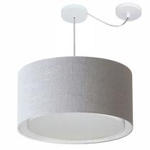 Lustre Pendente Cilíndrico Com Desvio de Centro Vivare Md-4316 Cúpula em Tecido 55x30cm - Bivolt