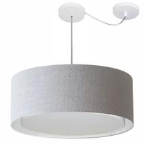 Lustre Pendente Cilíndrico Com Desvio de Centro Vivare Md-4317 Cúpula em Tecido 60x25cm - Bivolt