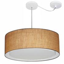 Lustre Pendente Cilíndrico Com Desvio de Centro Vivare Md-4317 Cúpula em Tecido 60x25cm - Bivolt