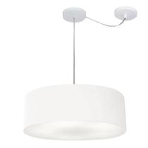 Lustre Pendente Cilíndrico Com Desvio Md-4222 Cúpula em Tecido 45x15cm Branco - Bivolt