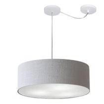Lustre Pendente Cilíndrico Com Desvio Md-4222 Cúpula em Tecido 45x15cm Rustico Cinza - Bivolt Lustre Pendente Cilíndrico Com Desvio Md-4222 Cúpula em Tecido 45x15cm Rustico Cinza - Bivolt
