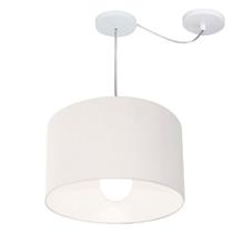 Lustre Pendente Cilíndrico Com Desvio Md-4226 Cúpula em Tecido 40x25cm Branco - Bivolt Lustre Pendente Cilíndrico Com Desvio Md-4226 Cúpula em Tecido 40x25cm Branco - Bivolt