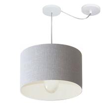 Lustre Pendente Cilíndrico Com Desvio Md-4226 Cúpula em Tecido 40x25cm Rustico Cinza - Bivolt Lustre Pendente Cilíndrico Com Desvio Md-4226 Cúpula em Tecido 40x25cm Rustico Cinza - Bivolt