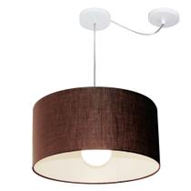 Lustre Pendente Cilíndrico Com Desvio Md-4228 Cúpula em Tecido 45x25cm Café - Bivolt Lustre Pendente Cilíndrico Com Desvio Md-4228 Cúpula em Tecido 45x25cm Café - Bivolt