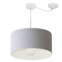 Lustre Pendente Cilíndrico Com Desvio Md-4228 Cúpula em Tecido 45x25cm Rustico Cinza - Bivolt Lustre Pendente Cilíndrico Com Desvio Md-4228 Cúpula em Tecido 45x25cm Rustico Cinza - Bivolt