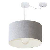 Lustre Pendente Cilíndrico Com Desvio Md-4229 Cúpula em Tecido 45x30cm Rustico Cinza - Bivolt