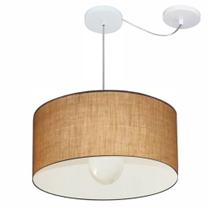 Lustre Pendente Cilíndrico Com Desvio Md-4230 Cúpula em Tecido 50x25cm Palha - Bivolt Lustre Pendente Cilíndrico Com Desvio Md-4230 Cúpula em Tecido 50x25cm Palha - Bivolt