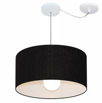 Lustre Pendente Cilíndrico Com Desvio Md-4230 Cúpula em Tecido 50x25cm Preto - Bivolt Lustre Pendente Cilíndrico Com Desvio Md-4230 Cúpula em Tecido 50x25cm Preto - Bivolt