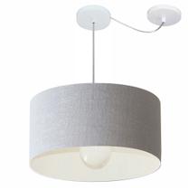 Lustre Pendente Cilíndrico Com Desvio Md-4230 Cúpula em Tecido 50x25cm Rustico Cinza - Bivolt