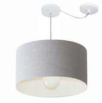 Lustre Pendente Cilíndrico Com Desvio Md-4231 Cúpula em Tecido 50x30cm Rustico Cinza - Bivolt Lustre Pendente Cilíndrico Com Desvio Md-4231 Cúpula em Tecido 50x30cm Rustico Cinza - Bivolt