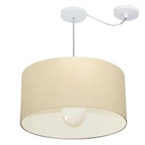 Lustre Pendente Cilíndrico Com Desvio Md-4233 Cúpula em Tecido 55x30cm Algodão Crú - Bivolt