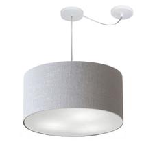 Lustre Pendente Cilíndrico Com Desvio Md-4236 Cúpula em Tecido 45x25cm Rustico Cinza - Bivolt