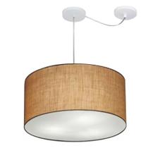 Lustre Pendente Cilíndrico Com Desvio Md-4238 Cúpula em Tecido 45x25cm Palha - Bivolt - Vivare