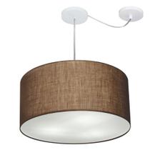 Lustre Pendente Cilíndrico Com Desvio Md-4251 Cúpula em Tecido 50x30cm Café - Bivolt