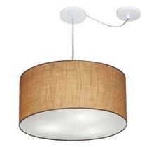 Lustre Pendente Cilíndrico Com Desvio Md-4251 Cúpula em Tecido 50x30cm Palha - Bivolt Lustre Pendente Cilíndrico Com Desvio Md-4251 Cúpula em Tecido 50x30cm Palha - Bivolt