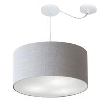 Lustre Pendente Cilíndrico Com Desvio Md-4251 Cúpula em Tecido 50x30cm Rustico Cinza - Bivolt