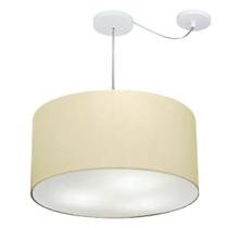 Lustre Pendente Cilíndrico Com Desvio Md-4253 Cúpula em Tecido 55x30cm Algodão Crú - Bivolt