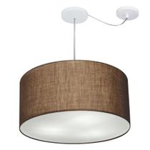 Lustre Pendente Cilíndrico Com Desvio Md-4264 Cúpula em Tecido 55x30cm Café - Bivolt