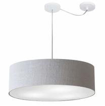 Lustre Pendente Cilíndrico Com Desvio Md-4265 Cúpula em Tecido 60x15cm Rustico Cinza - Bivolt